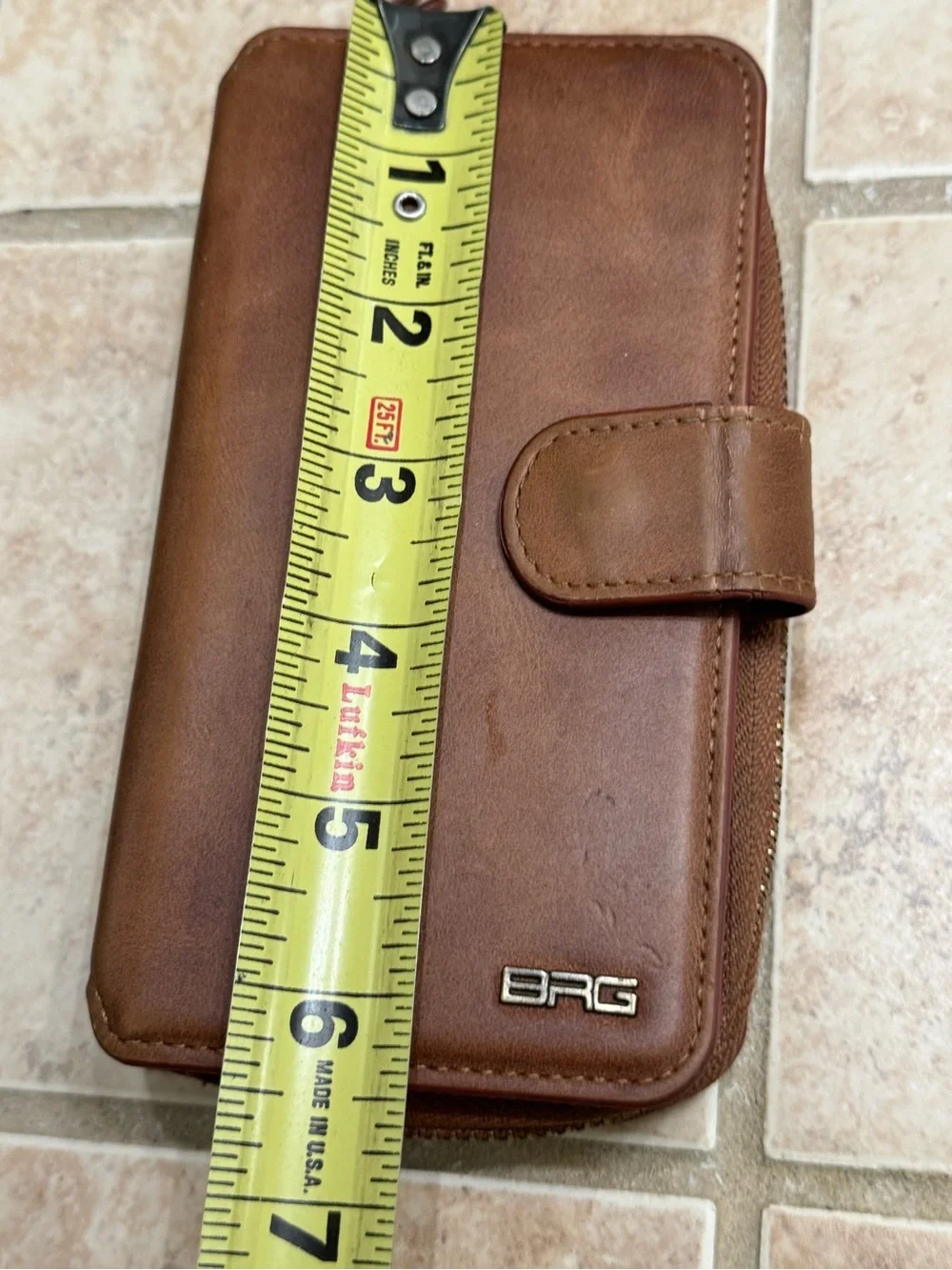 BRG Bifold Brown Faux Leather Women’s Zip Wallet with Snap Closure